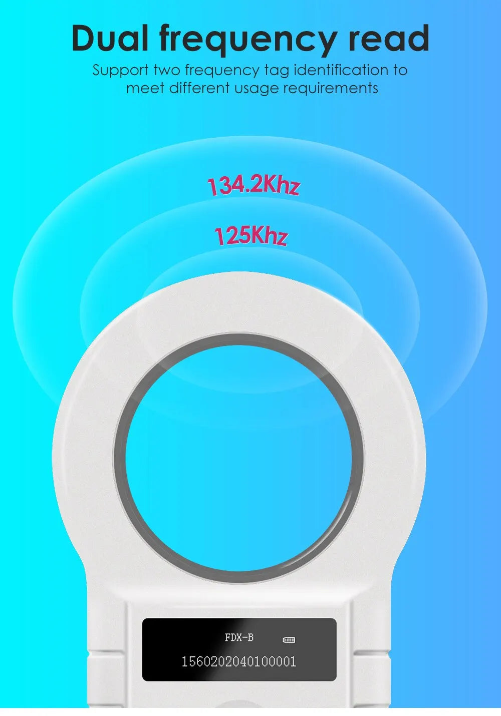 Microchip Tag registrazione per Mucca, Pesce e Cane 134.2KHz RFID Animal Reader.