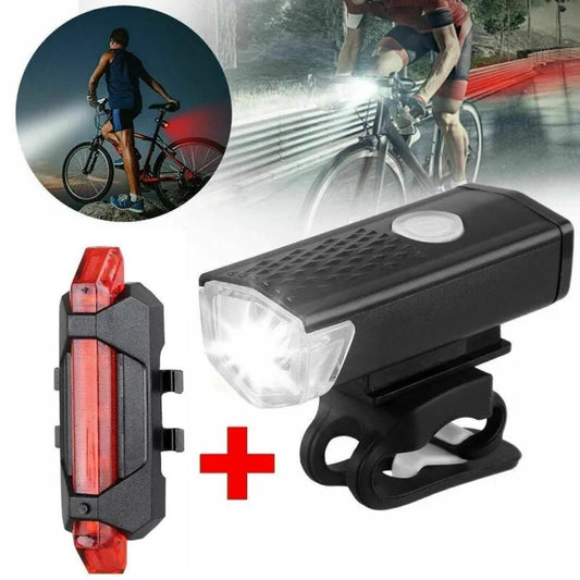 SET di luci per BICI, ANTERIORE e POSTERIORE, ricaricabile USB.