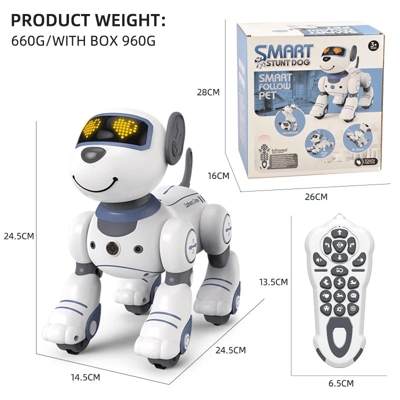 Cane ROBOT elettronico ACROBATICO con comando vocale. GIOCHI per bambini. MUSICA