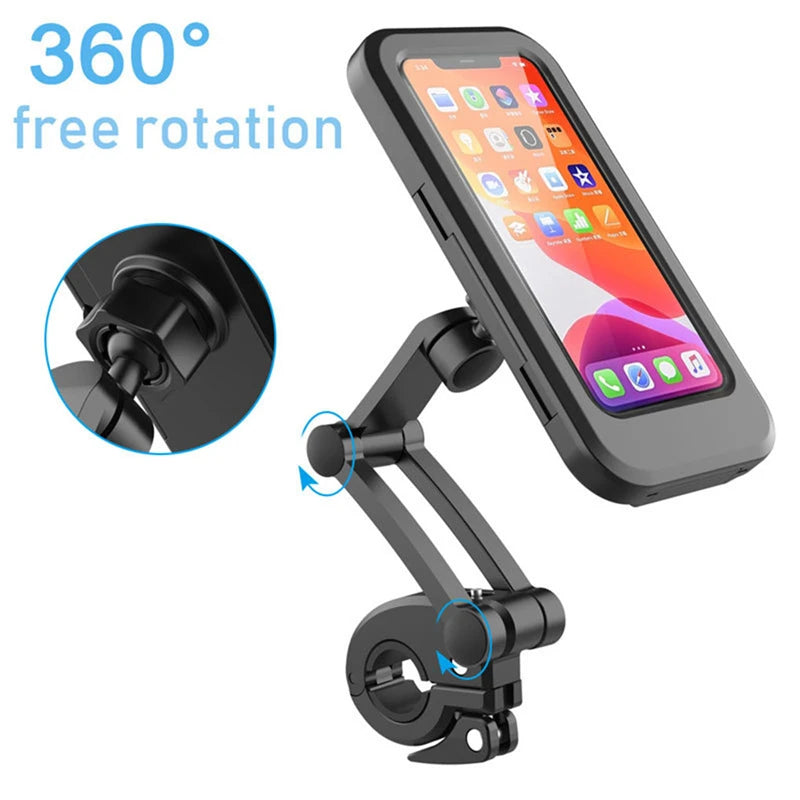 Supporto IMPERMEABILE telefono adatto a bici e moto. Supporto girevole a 360 °.