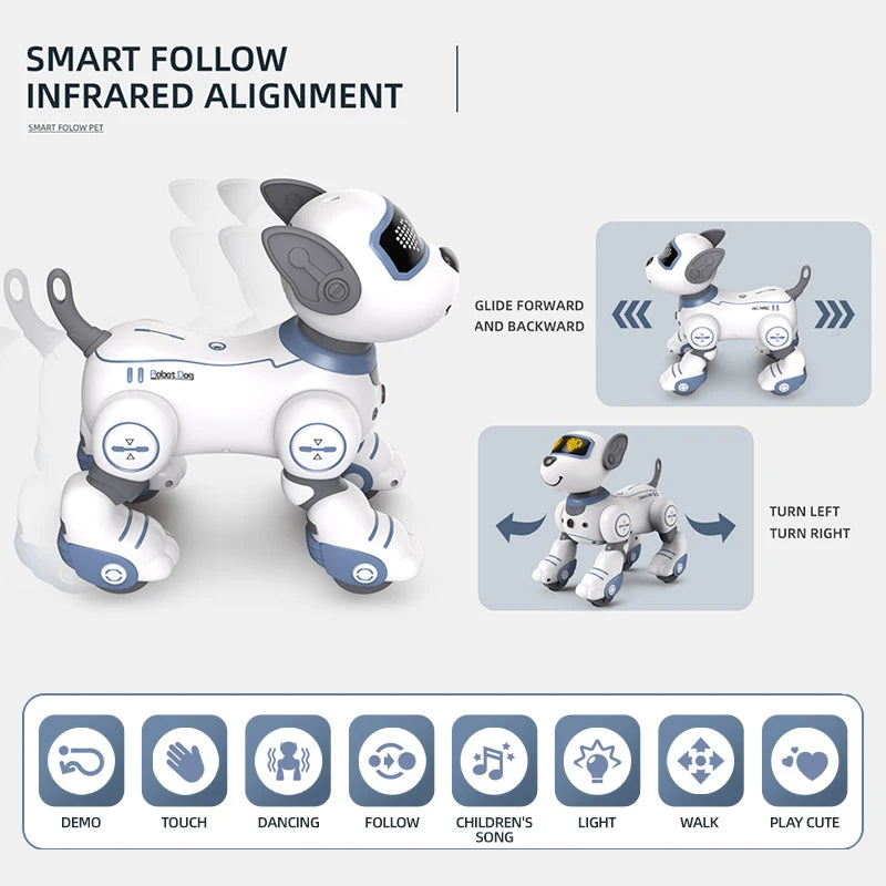 Cane ROBOT elettronico ACROBATICO con comando vocale. GIOCHI per bambini. MUSICA