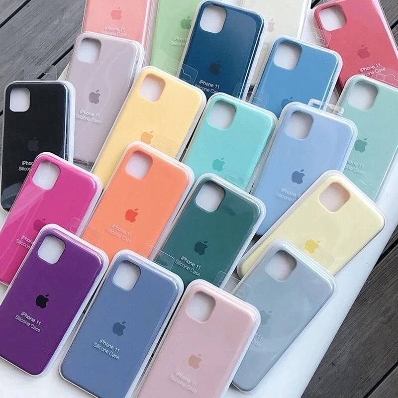 COVER in silicone per iPhone 15 13 11 14 12 Pro Max. Con logo APPLE, vari COLORI