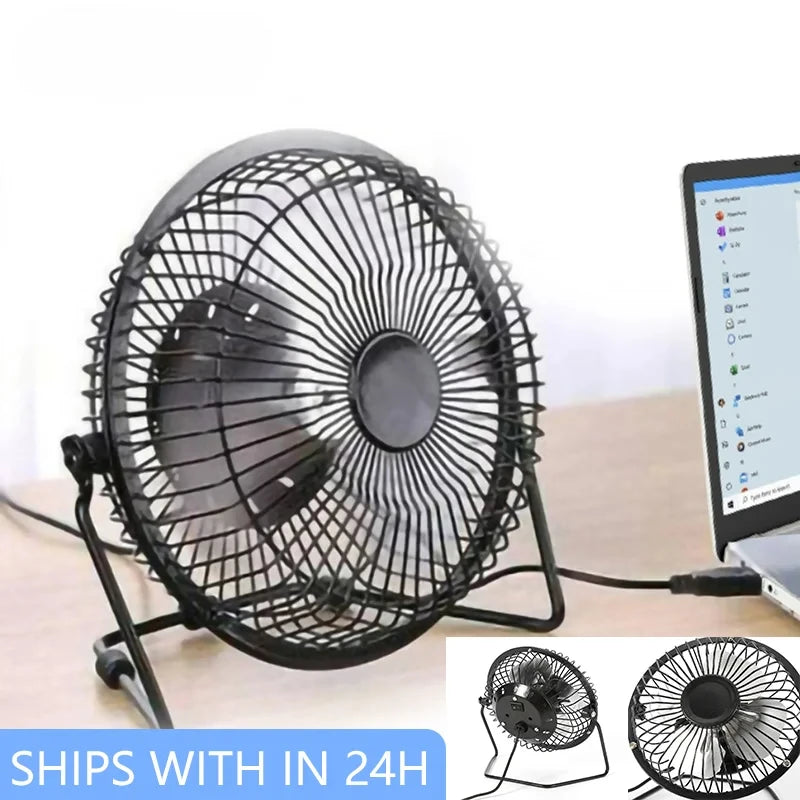 VENTILATORE USB silenzioso portatile da tavolo. Girevole a 360 gradi. ESTIVO.