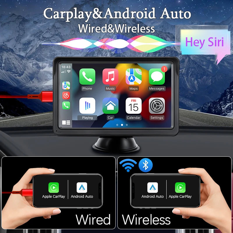 CarPlay Android Touch screen da 7 pollici con USB AUX per telecamera posteriore.