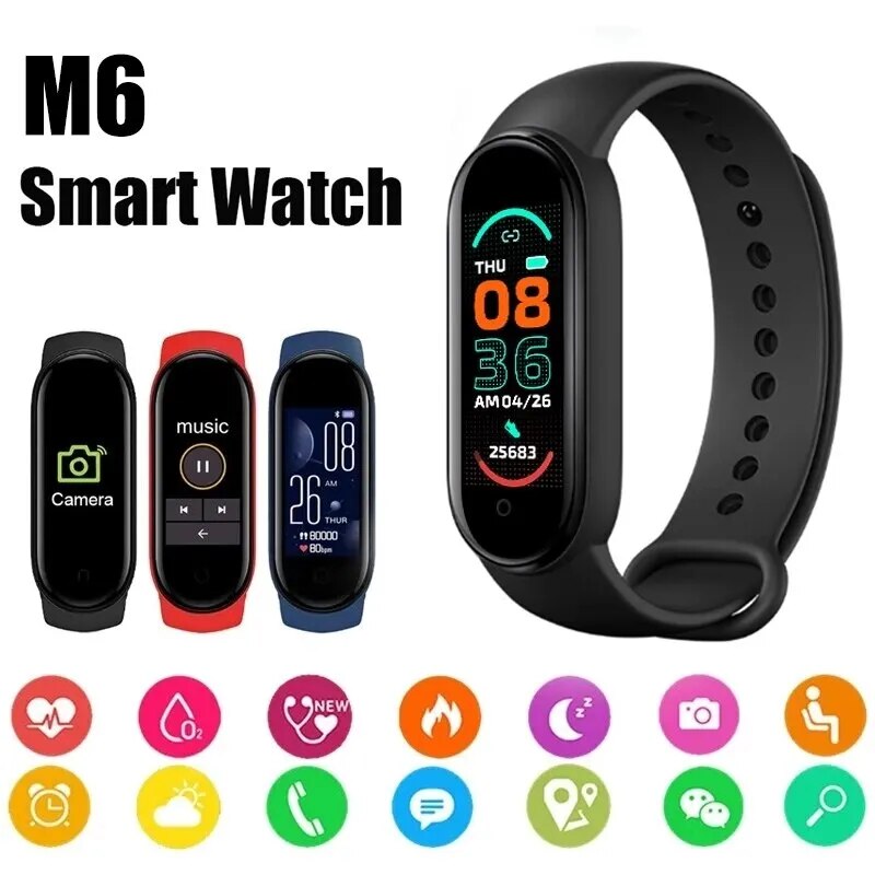 Bracciale SMART M6 Bluetooth per uomo e donna. Smart Watch per Apple Android.