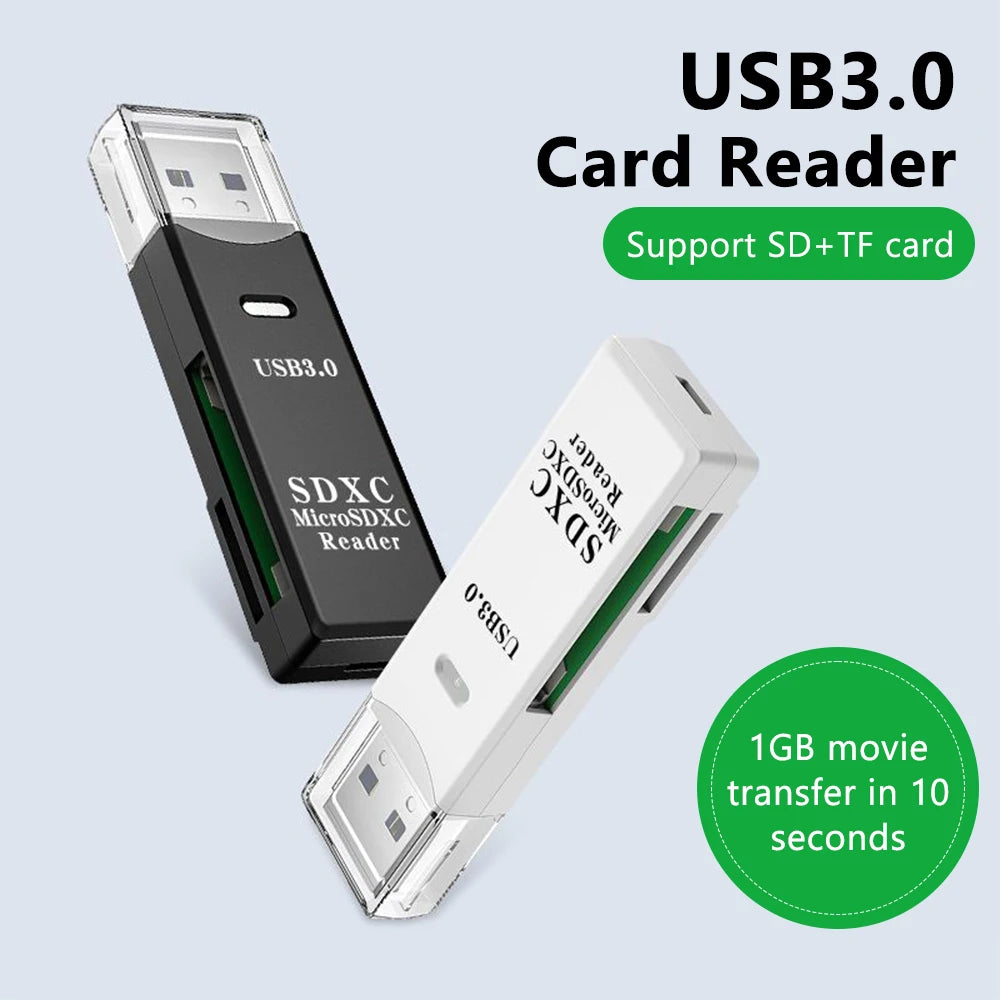 Lettore di schede ad alta velocità USB 3.0 2 in 1. Micro SD Adattatore USB.