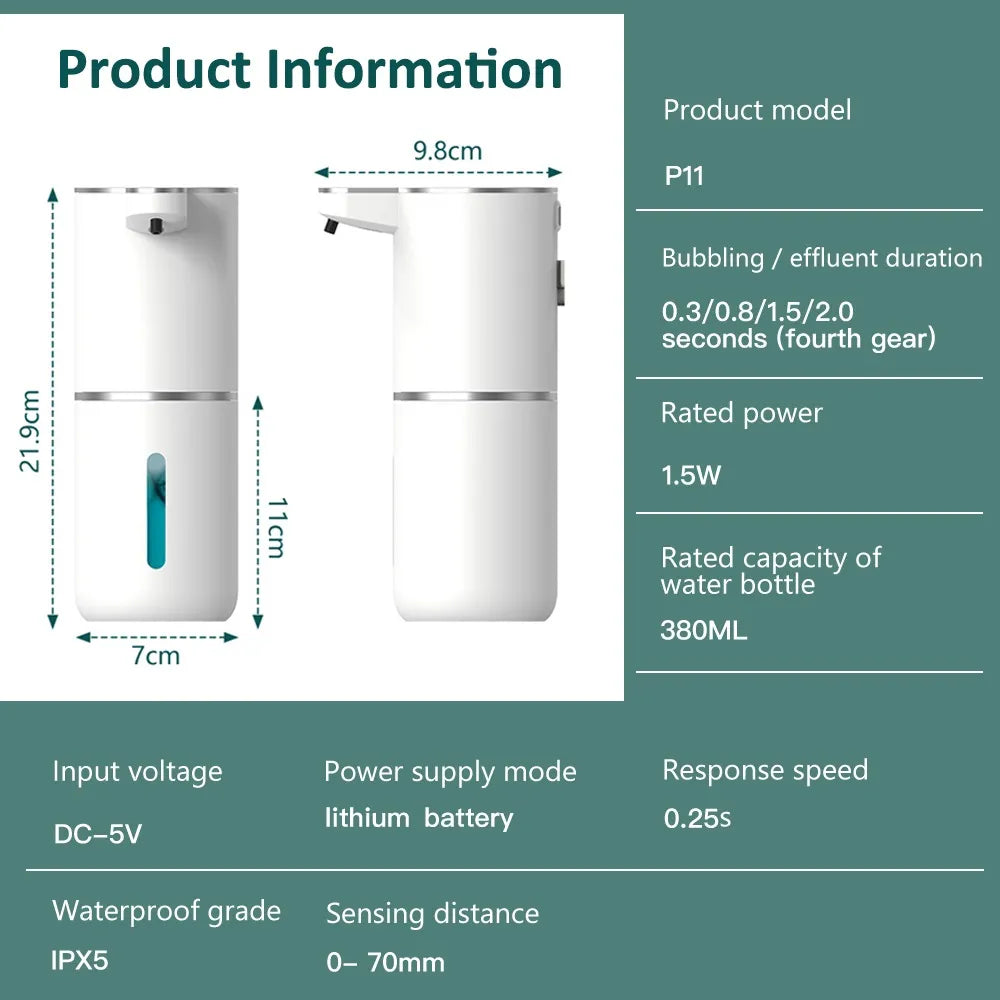 Distributore AUTOMATICO di sapone Xiaomi 380ML intelligente con ricarica USB.