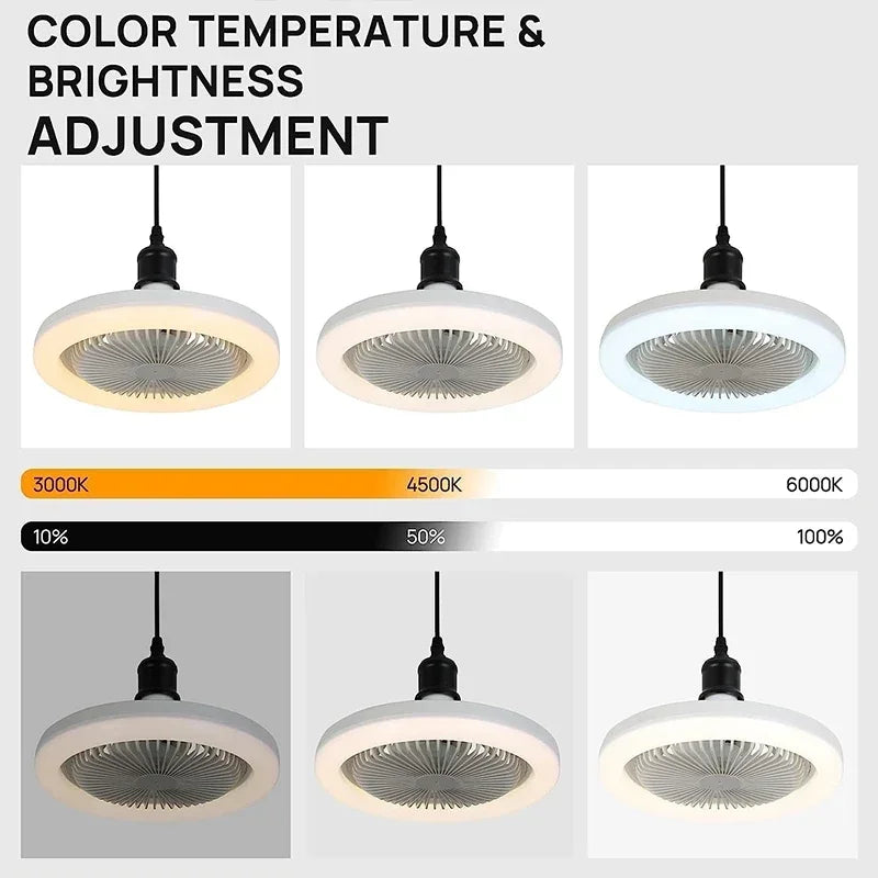 VENTILATORE da soffitto intelligente con TELECOMANDO e base di illuminazione.