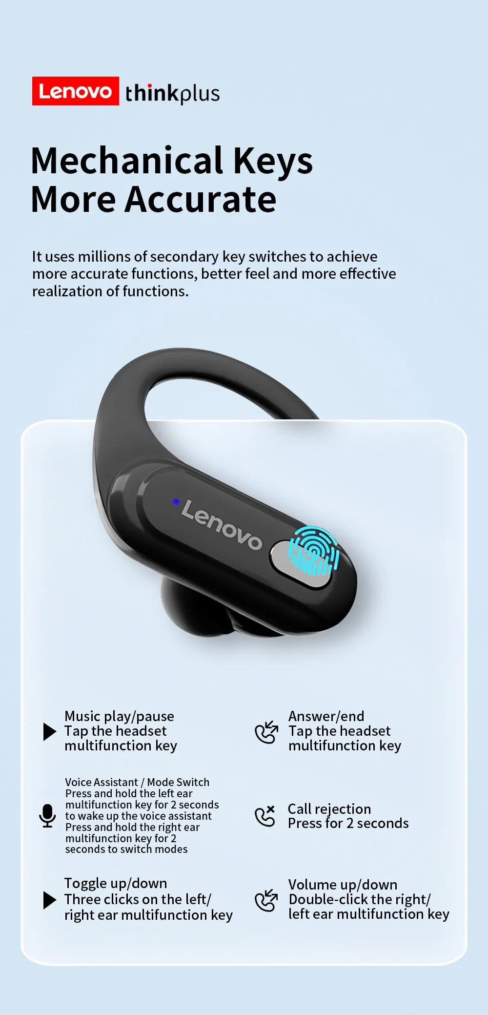 Auricolari LENOVO XT60B. Auricolari Bluetooth con microfono RIDUZIONE RUMORE.