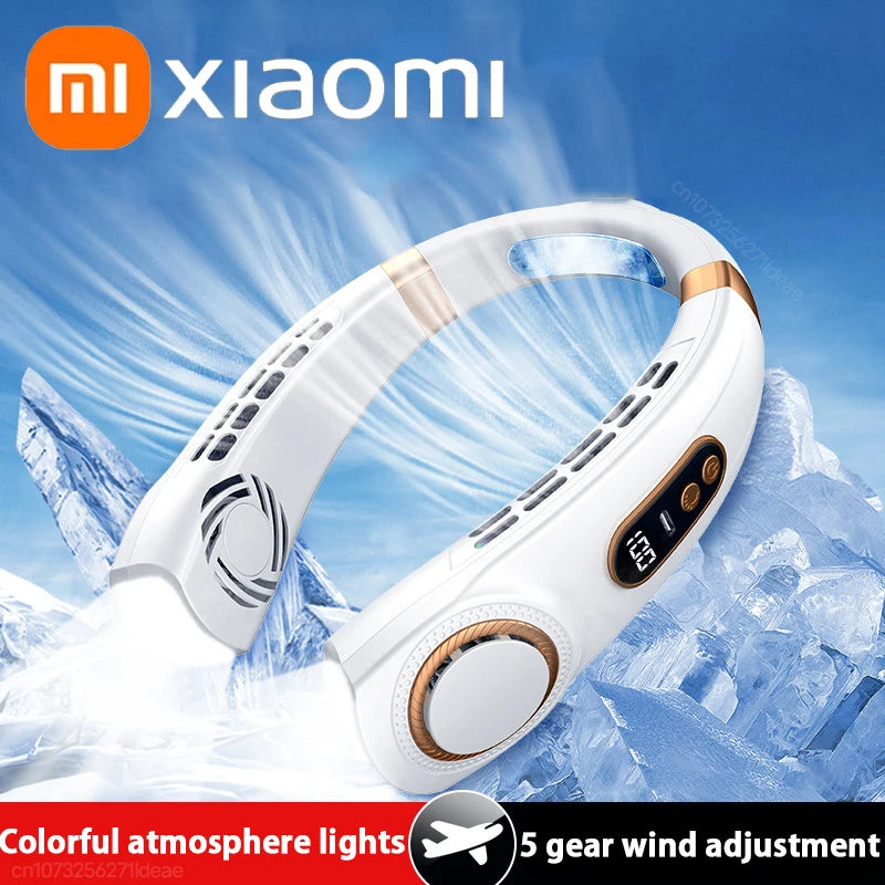 Ventilatore XIAOMI portatile per il collo USB. Display digitale a LED elettrico.