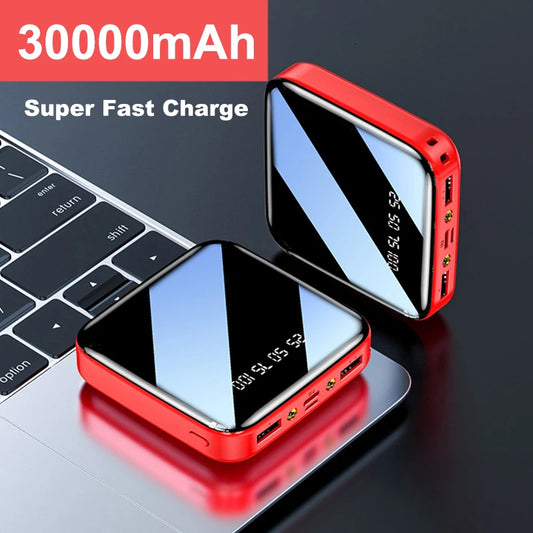 Mini POWER BANK da 30000 mAh. Caricatore super veloce per IPHONE e ANDROID.