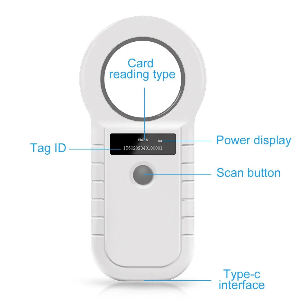 Microchip Tag registrazione per Mucca, Pesce e Cane 134.2KHz RFID Animal Reader.