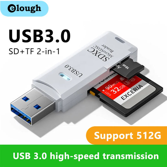 Lettore di schede ad alta velocità USB 3.0 2 in 1. Micro SD Adattatore USB.