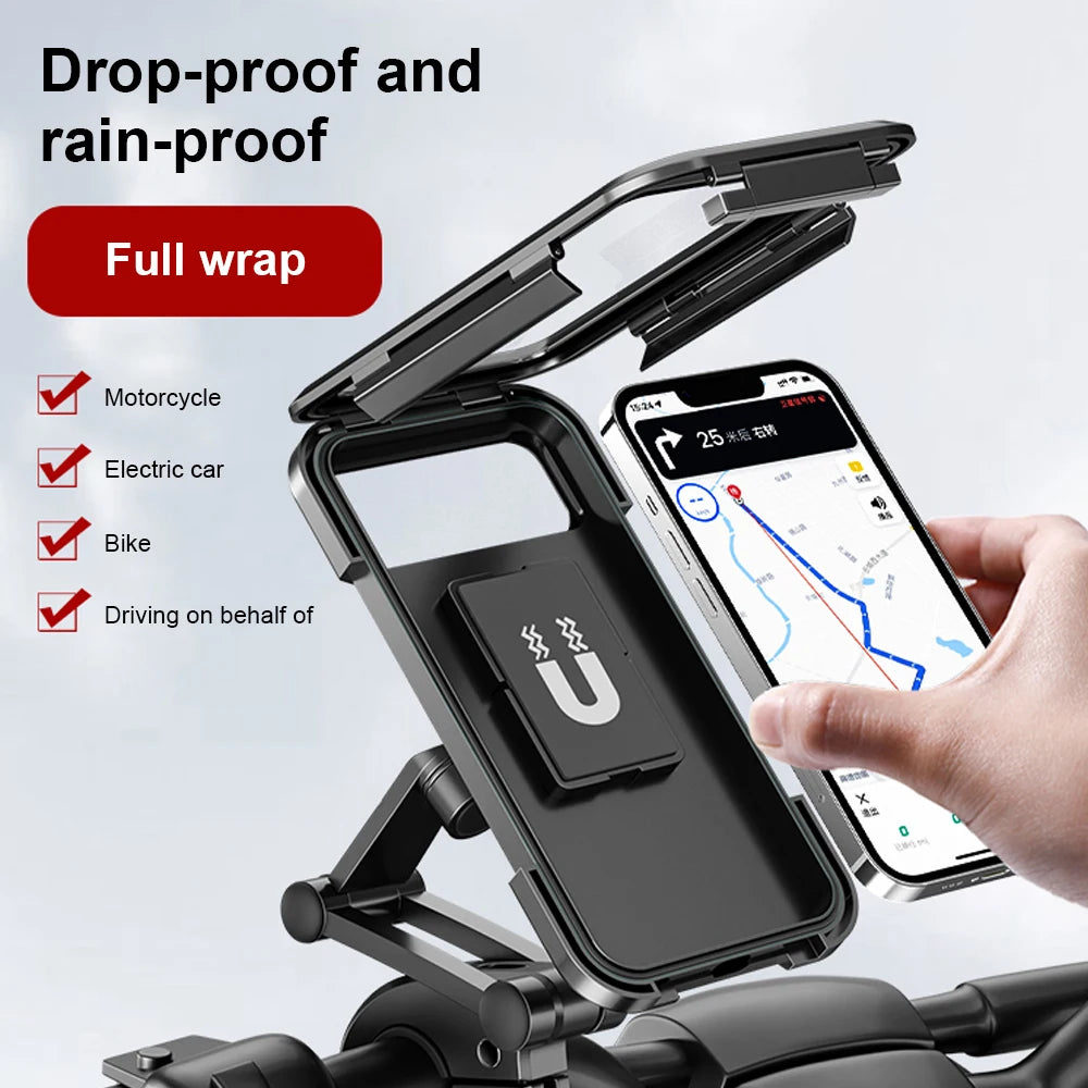 Supporto IMPERMEABILE telefono adatto a bici e moto. Supporto girevole a 360 °.